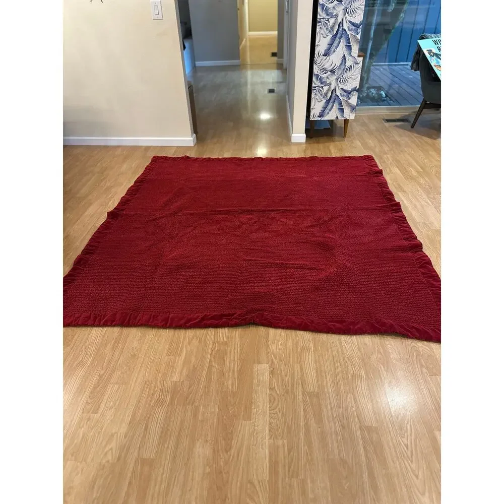 Pottery Barn Washed Red Velvet Quilt Full/Queen